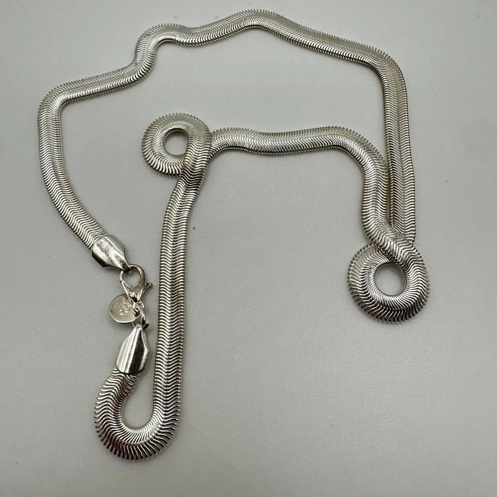 NWOT Silver‎ plated, 19” snake bone chain, 7mm thick